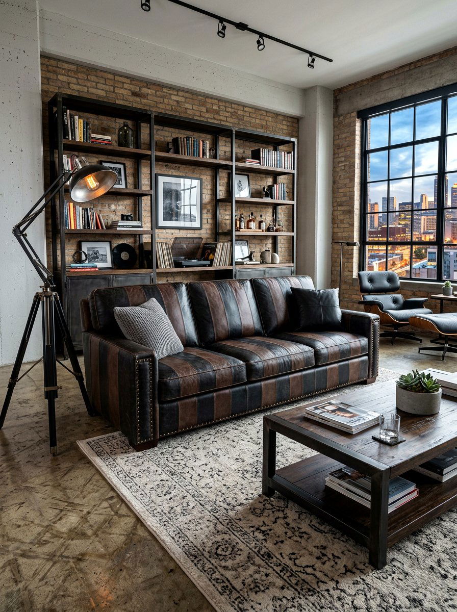 Striped Leather Sofa - 30 striped sofa ideas