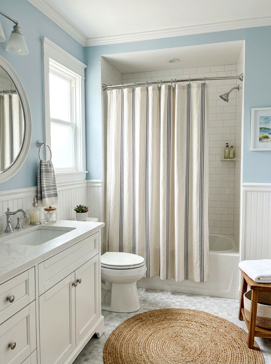Striped Linen Shower Curtain - 30 linen shower curtain ideas