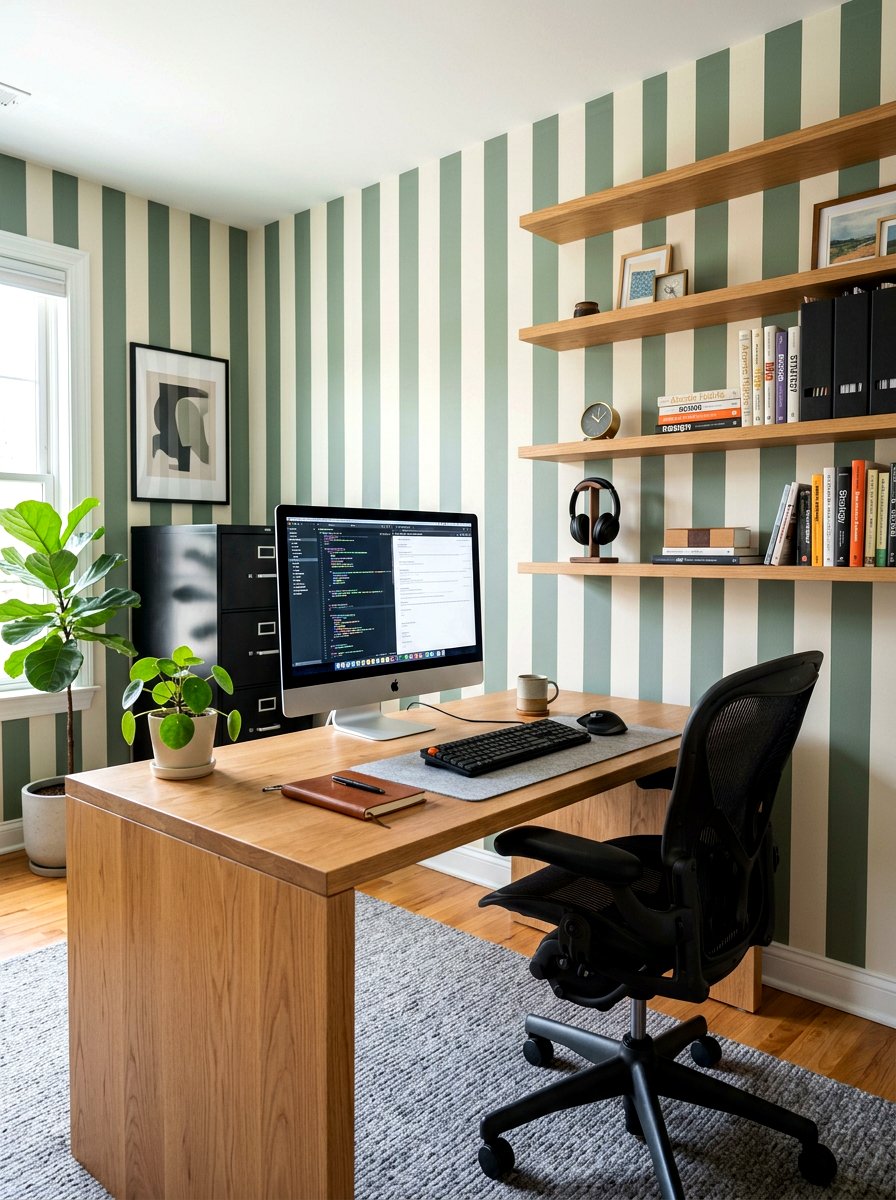 Striped Office Wall - 30 bold stripe decor ideas