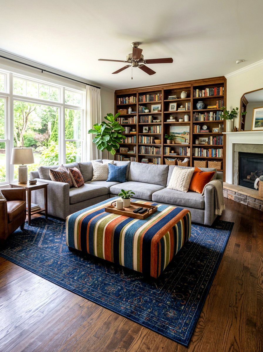 Striped Ottoman Decor - 30 bold stripe decor ideas