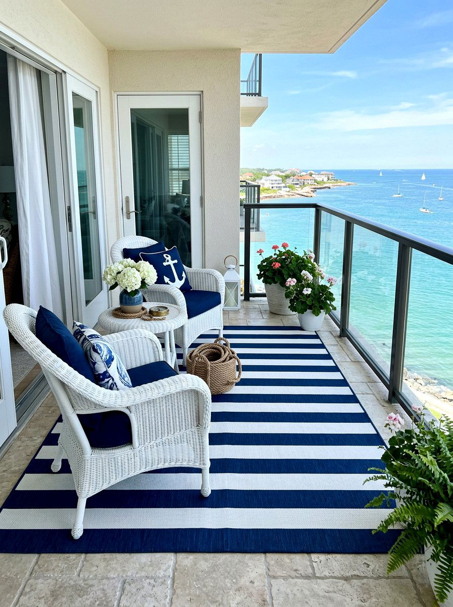 Striped Outdoor Rug - 30 balcony rug ideas