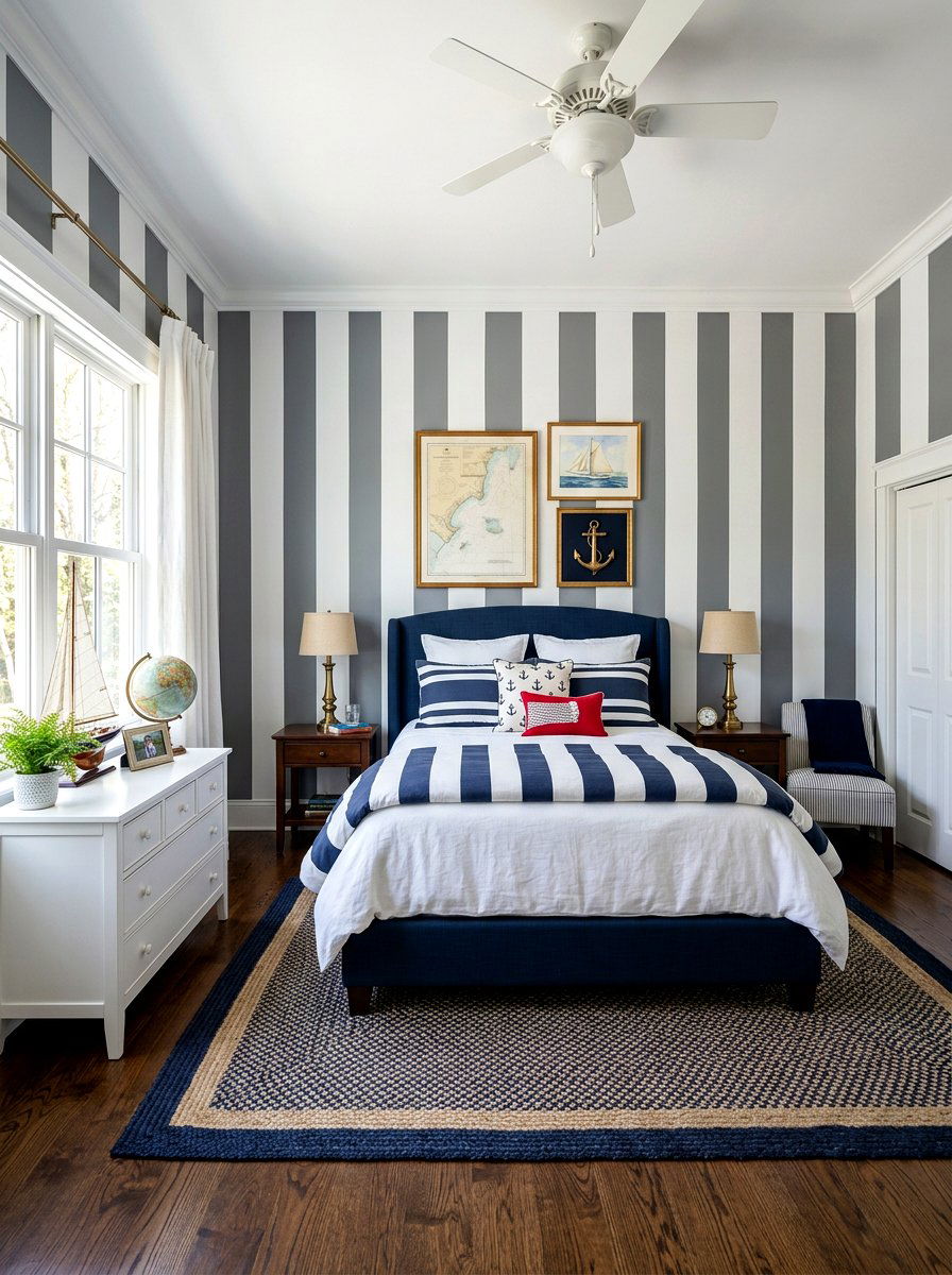 Striped Paint Wall - 30 bedroom accent wall ideas