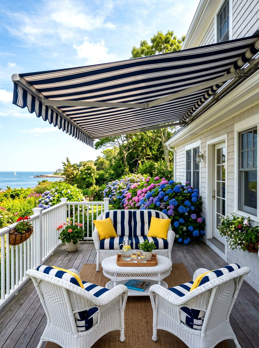 Striped Patio Awning - 30 retractable awning ideas
