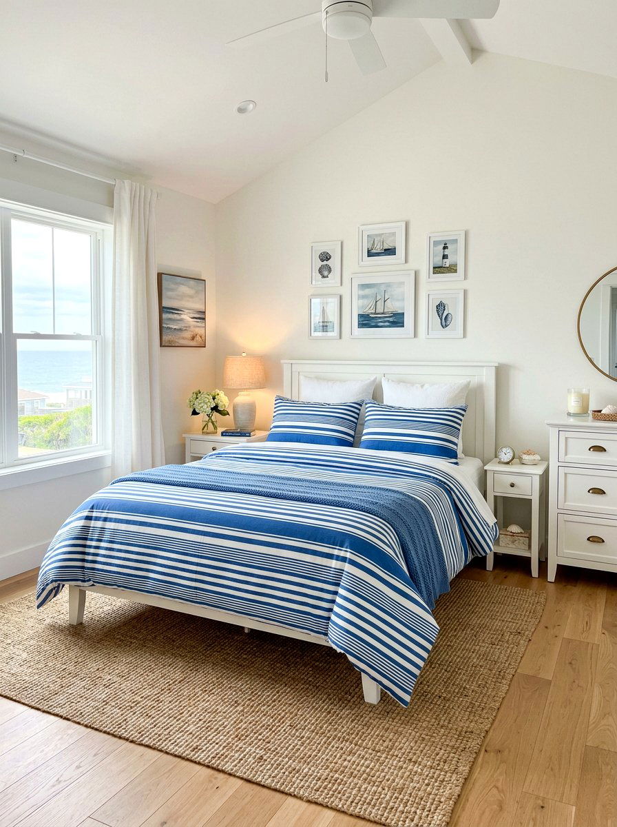 Striped Pattern Bedding - 30 summer bedroom decor ideas