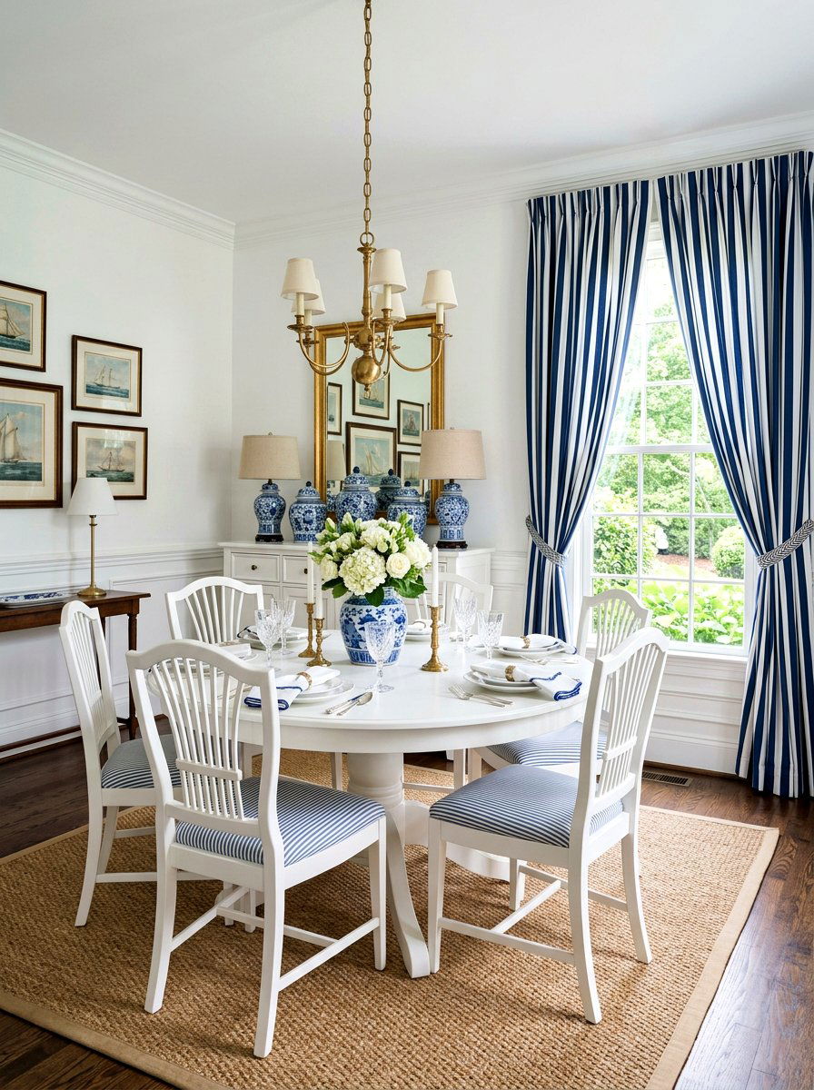 Striped Pattern Dining Room Drapes - 30 dining room draped curtains ideas