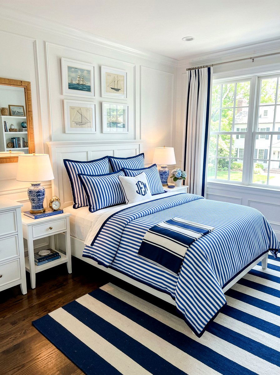 Striped Piped Edge Bedding - 30 piped bedding ideas