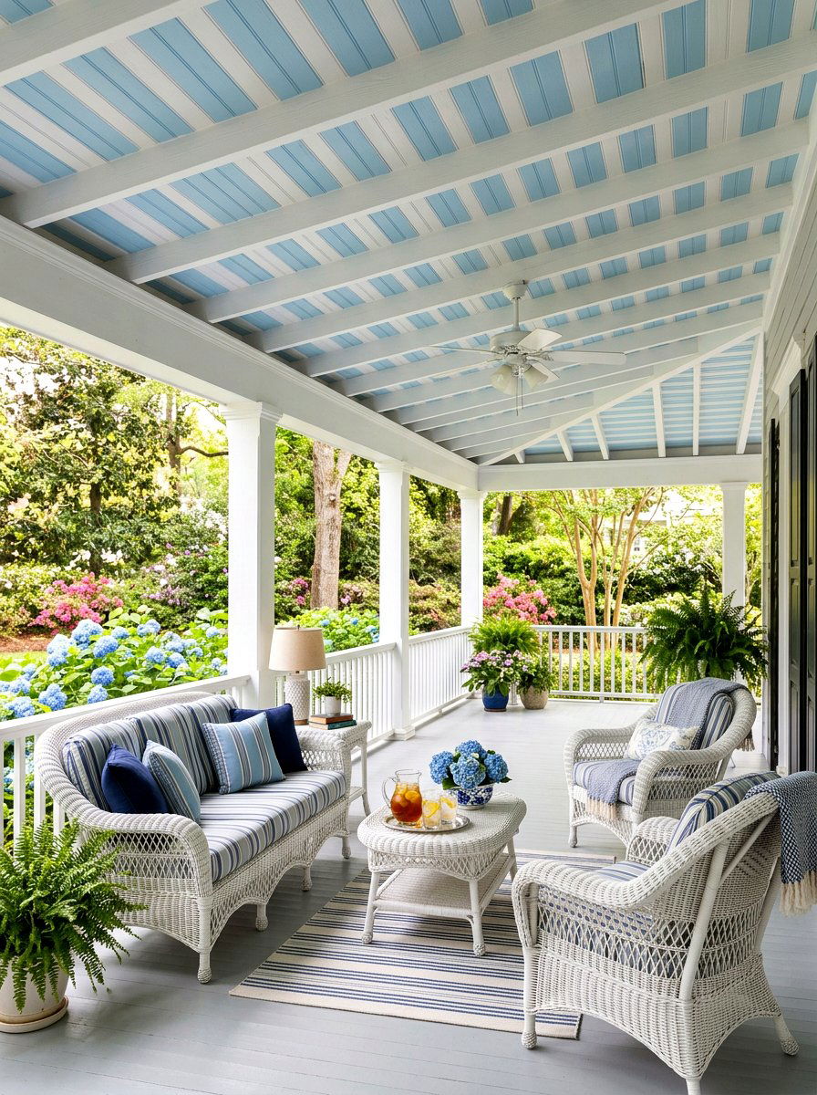 Striped Porch Ceiling Paint - 30 striped summer porch ideas