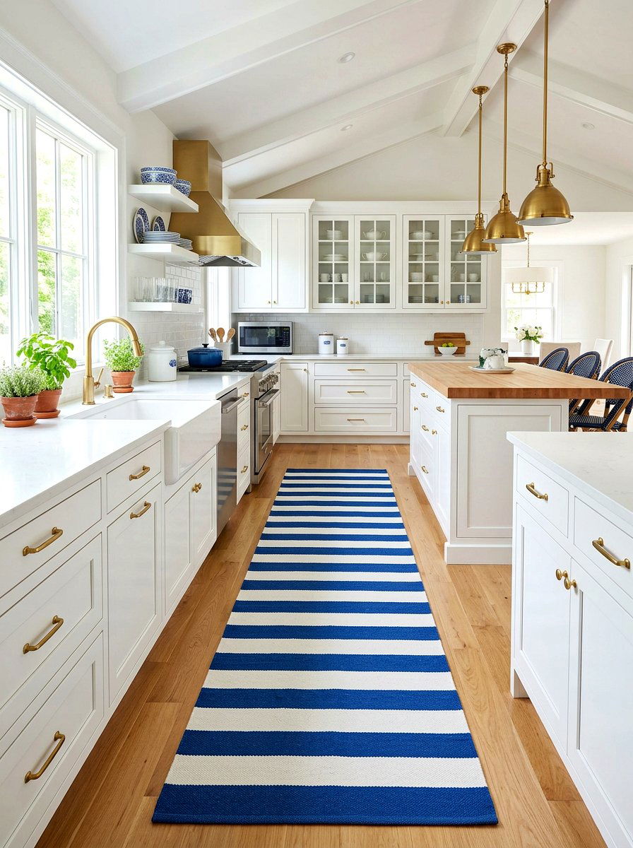 Striped Rug Kitchen Runner - 30 beach house kitchen ideas
