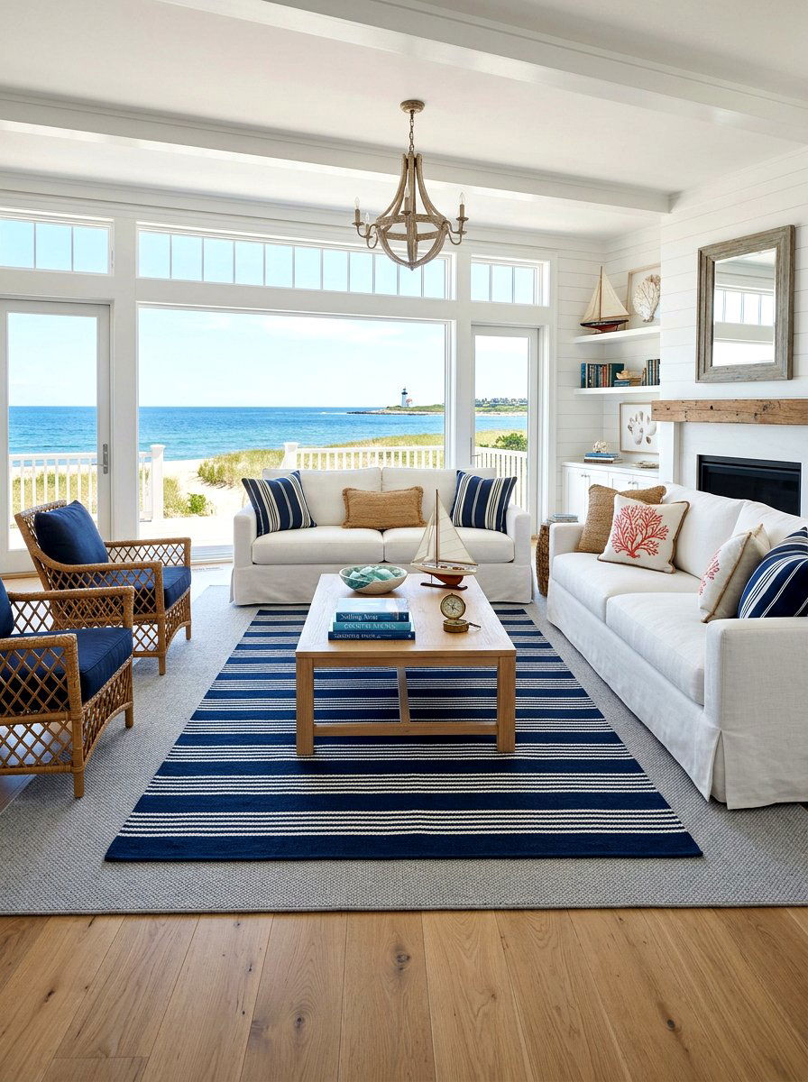 Striped Rug Over Solid Rug - 30 layered rug ideas