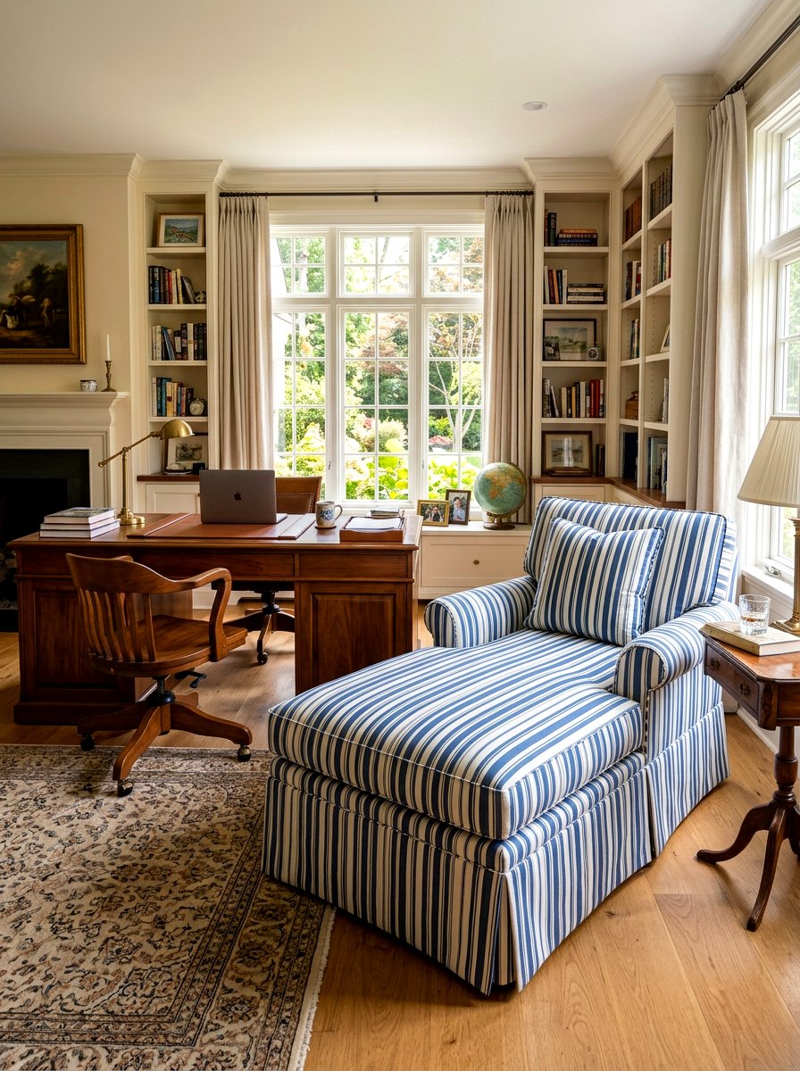 Striped Skirted Chaise - 30 tailored skirted furniture ideas