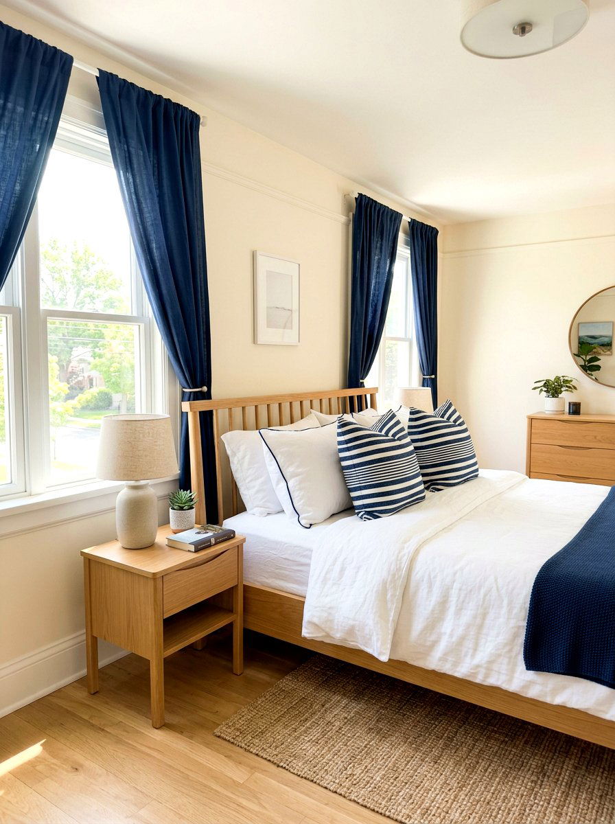 Striped Throw Pillows - 30 Hamptons bedroom ideas