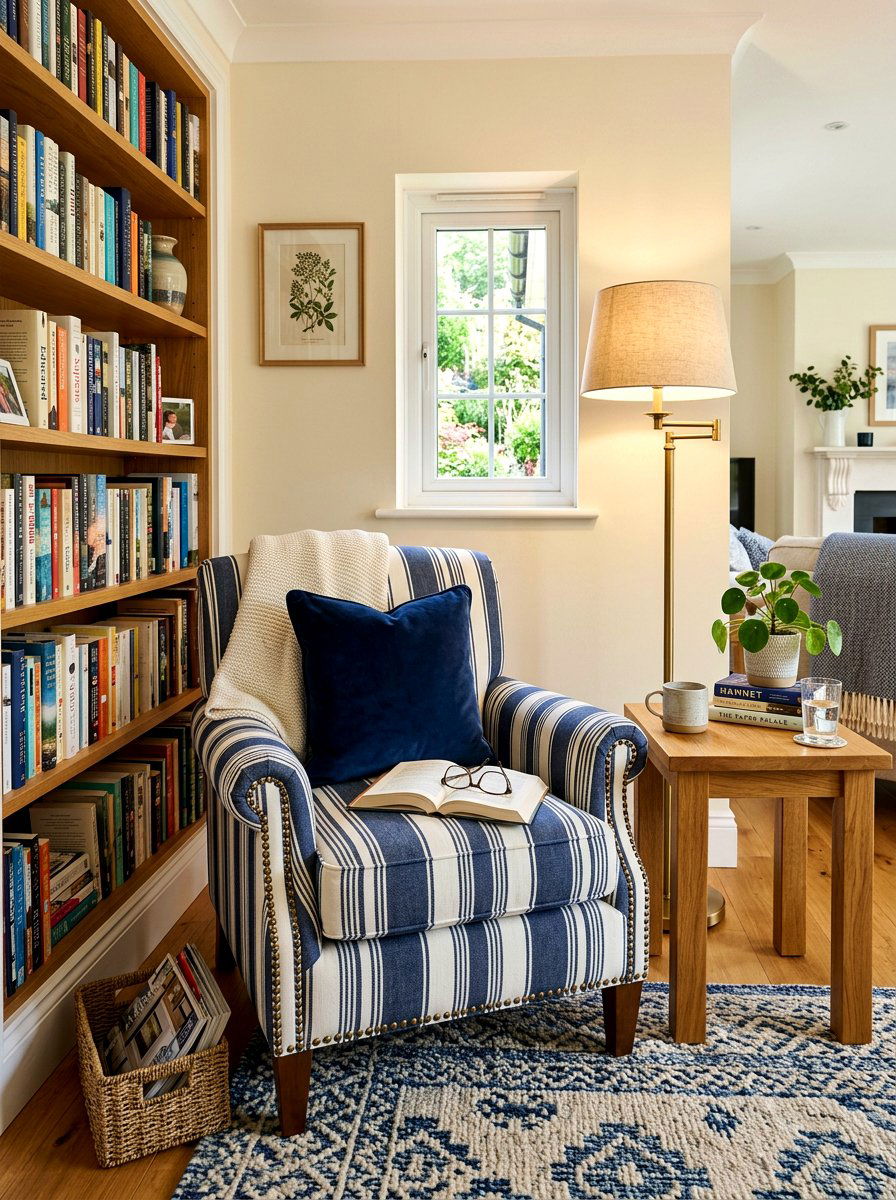 Striped Upholstered Armchair - 30 bold stripe decor ideas