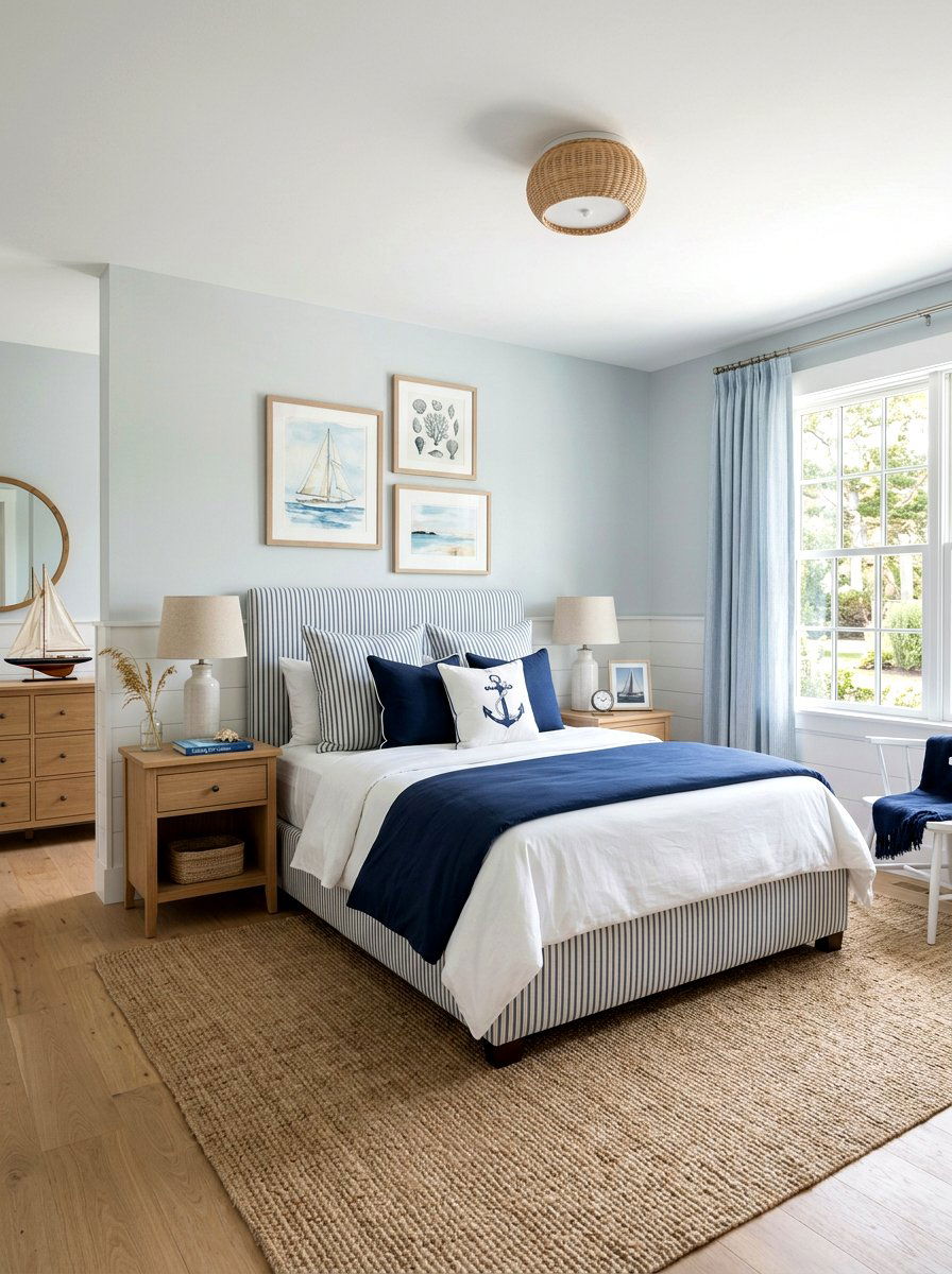Striped Upholstered Bed - 30 upholstered bed ideas