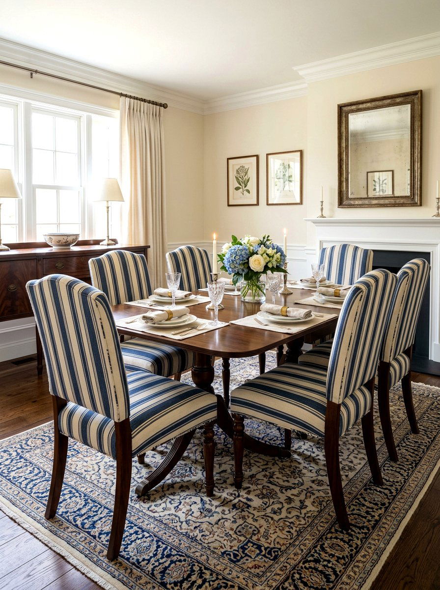Striped Upholstery Fabric - 30 collected traditional dining room ideas