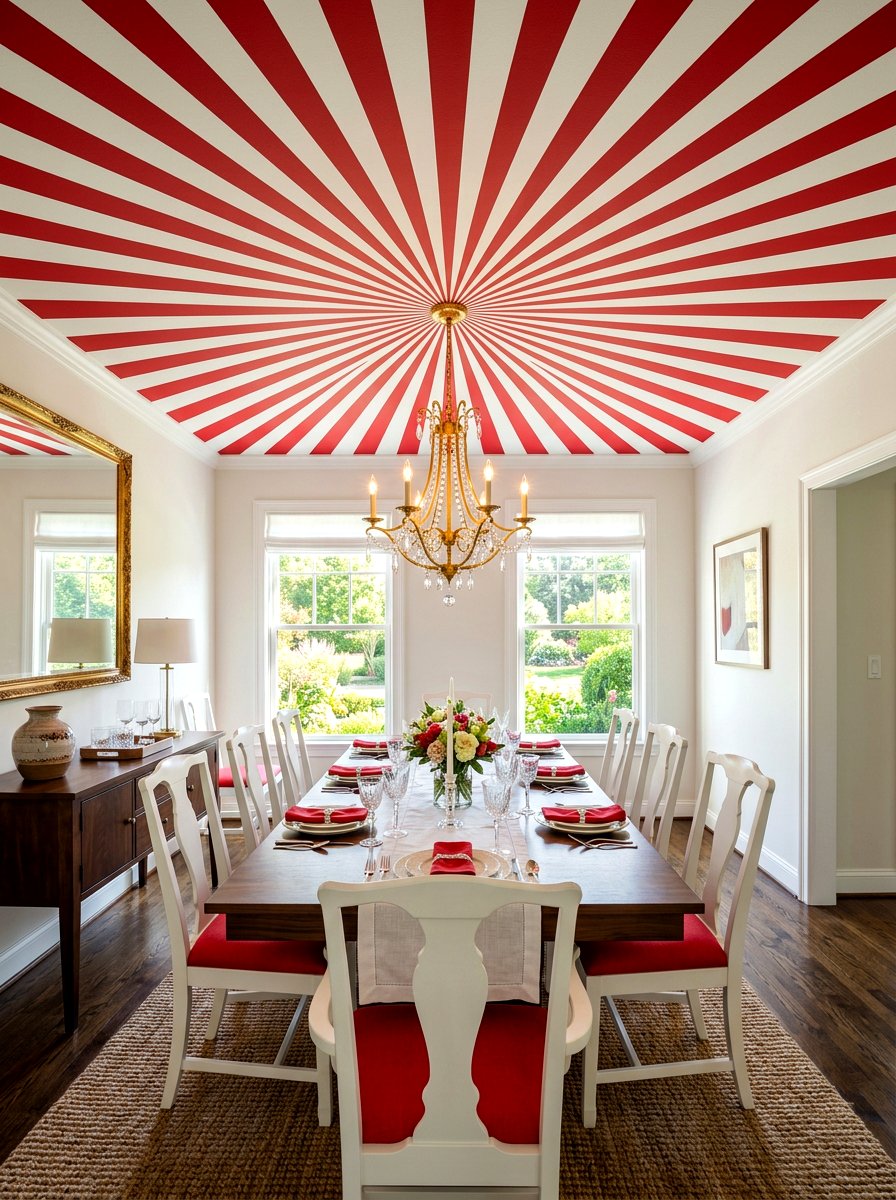 Striped ceiling dining room - 30 circuscore home decor ideas