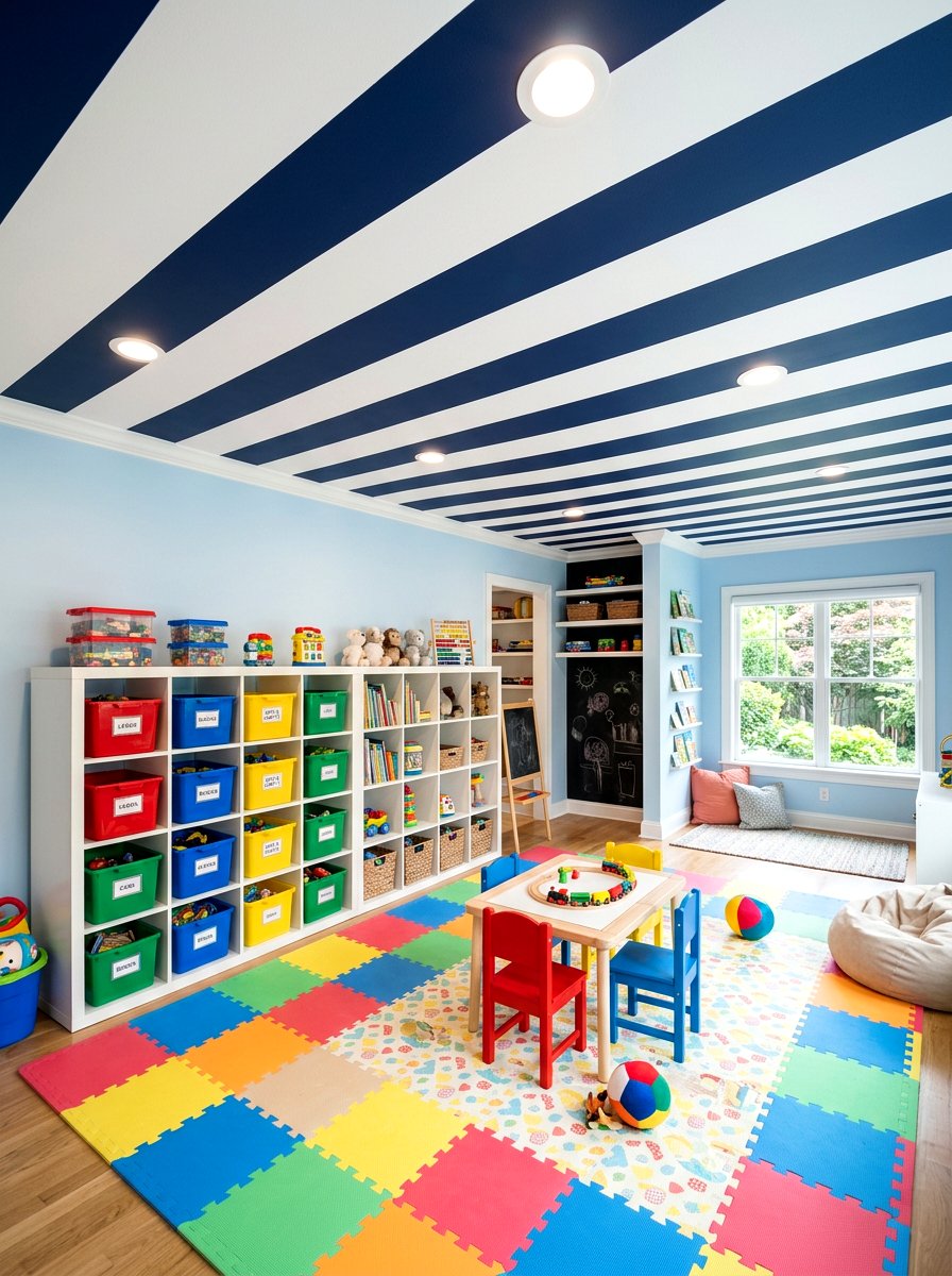 Striped ceiling - 30 painted ceiling ideas