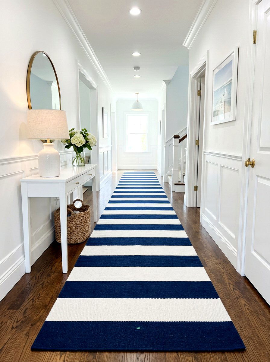 Striped foyer rug - 30 summer foyer decor ideas