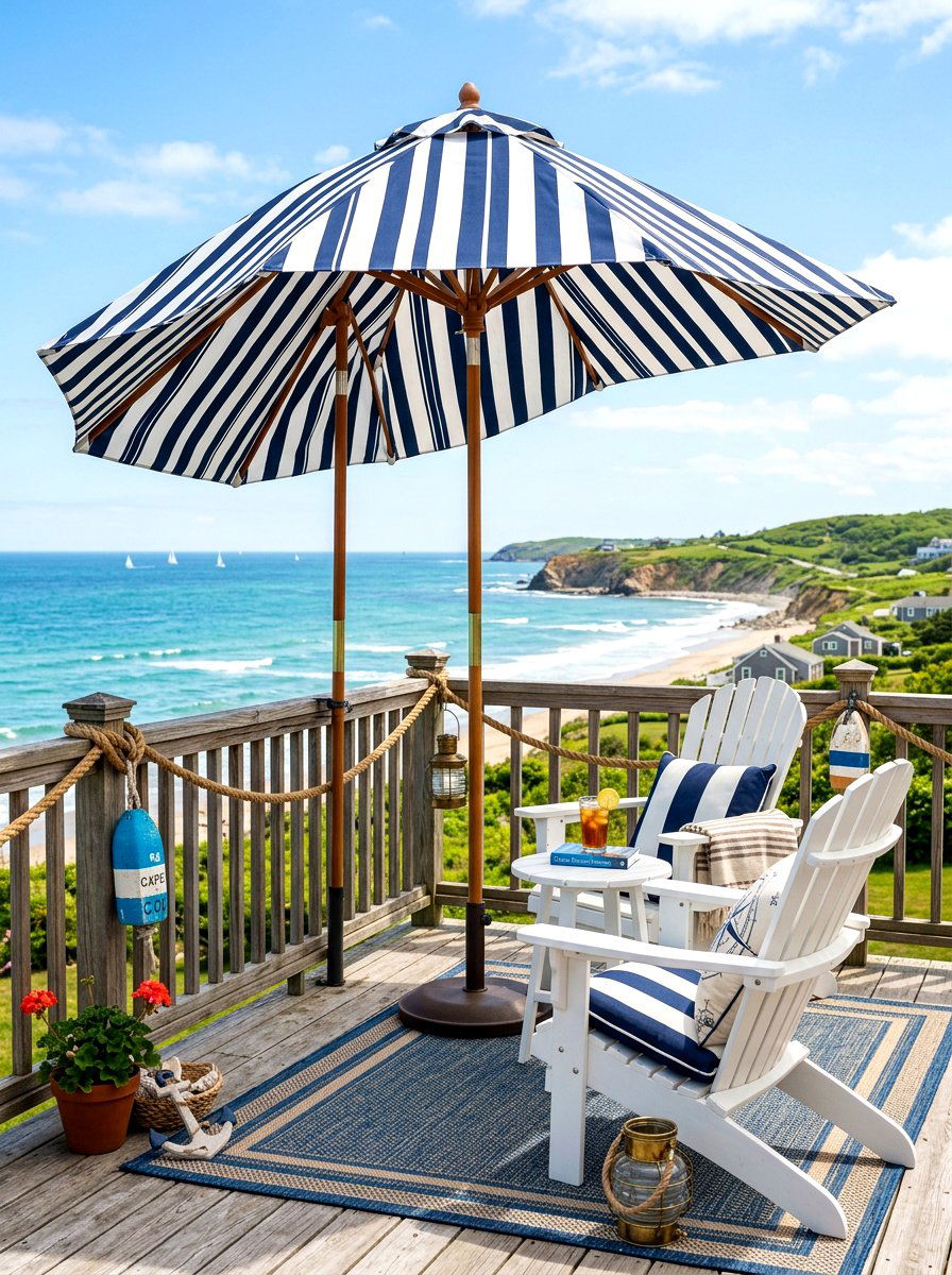 Striped garden umbrella - 30 garden umbrella ideas