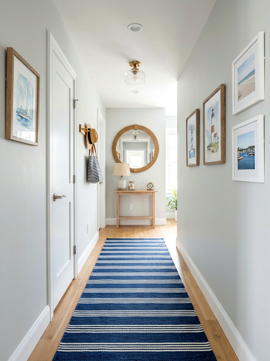 Striped hallway rug - 30 narrow hallway runner ideas