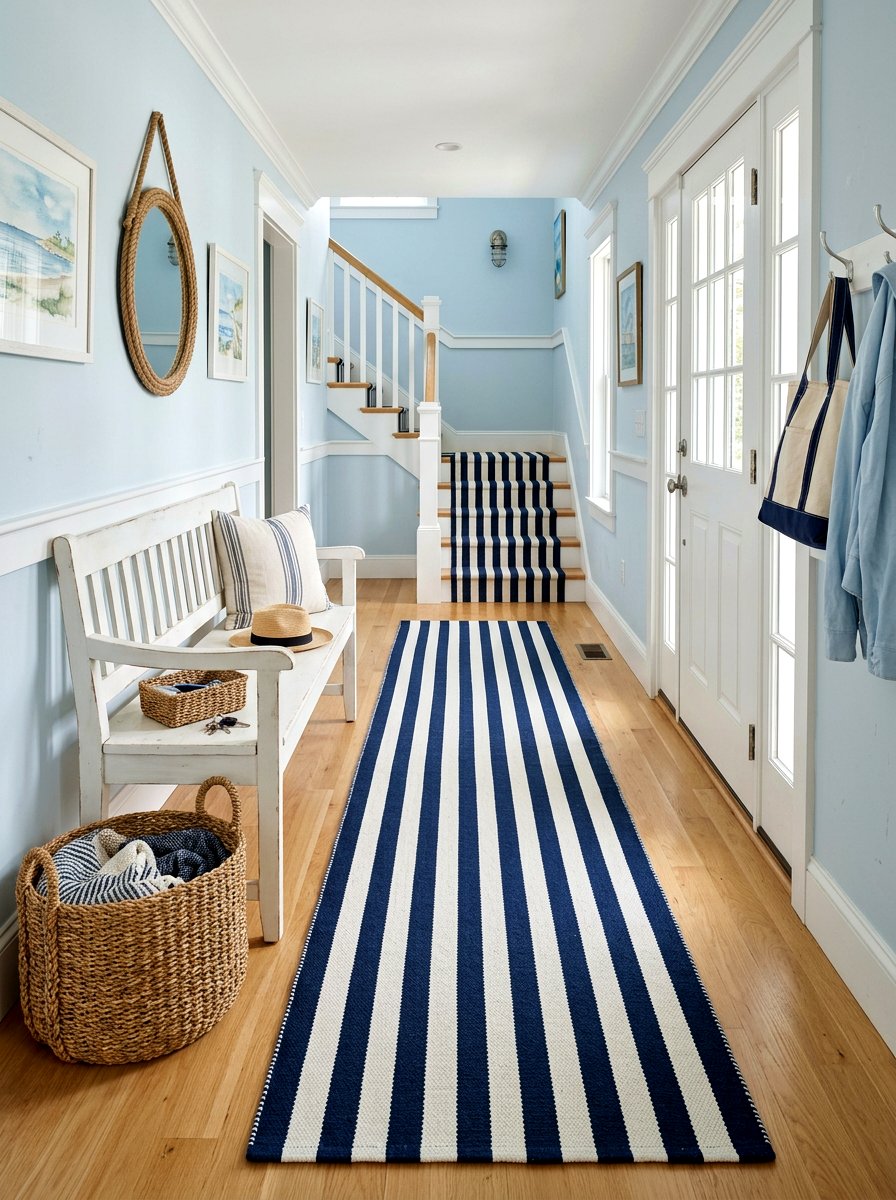 Striped hallway rug - 30 hallway runner ideas