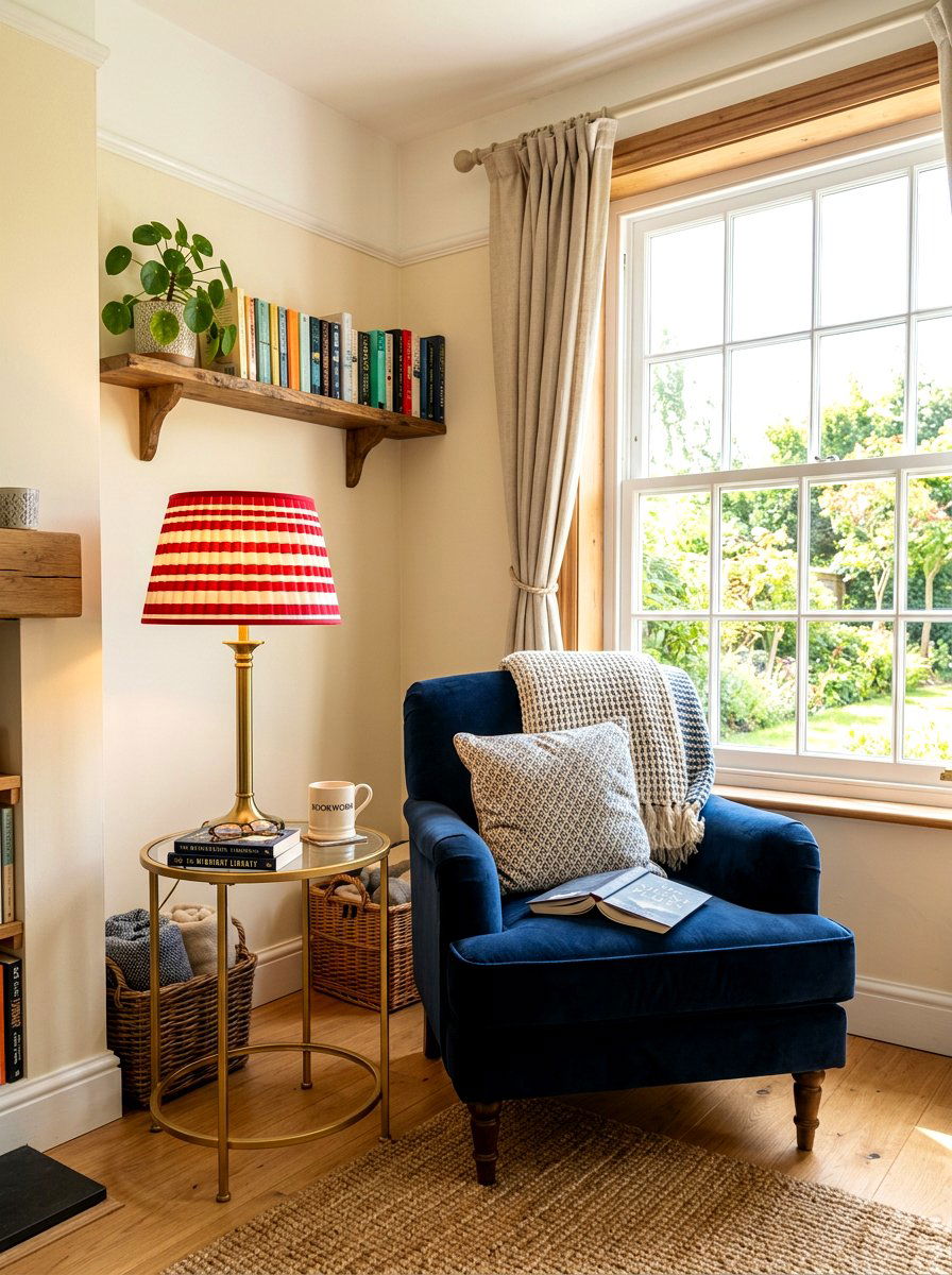 Striped lampshade cozy nook - 30 circuscore home decor ideas