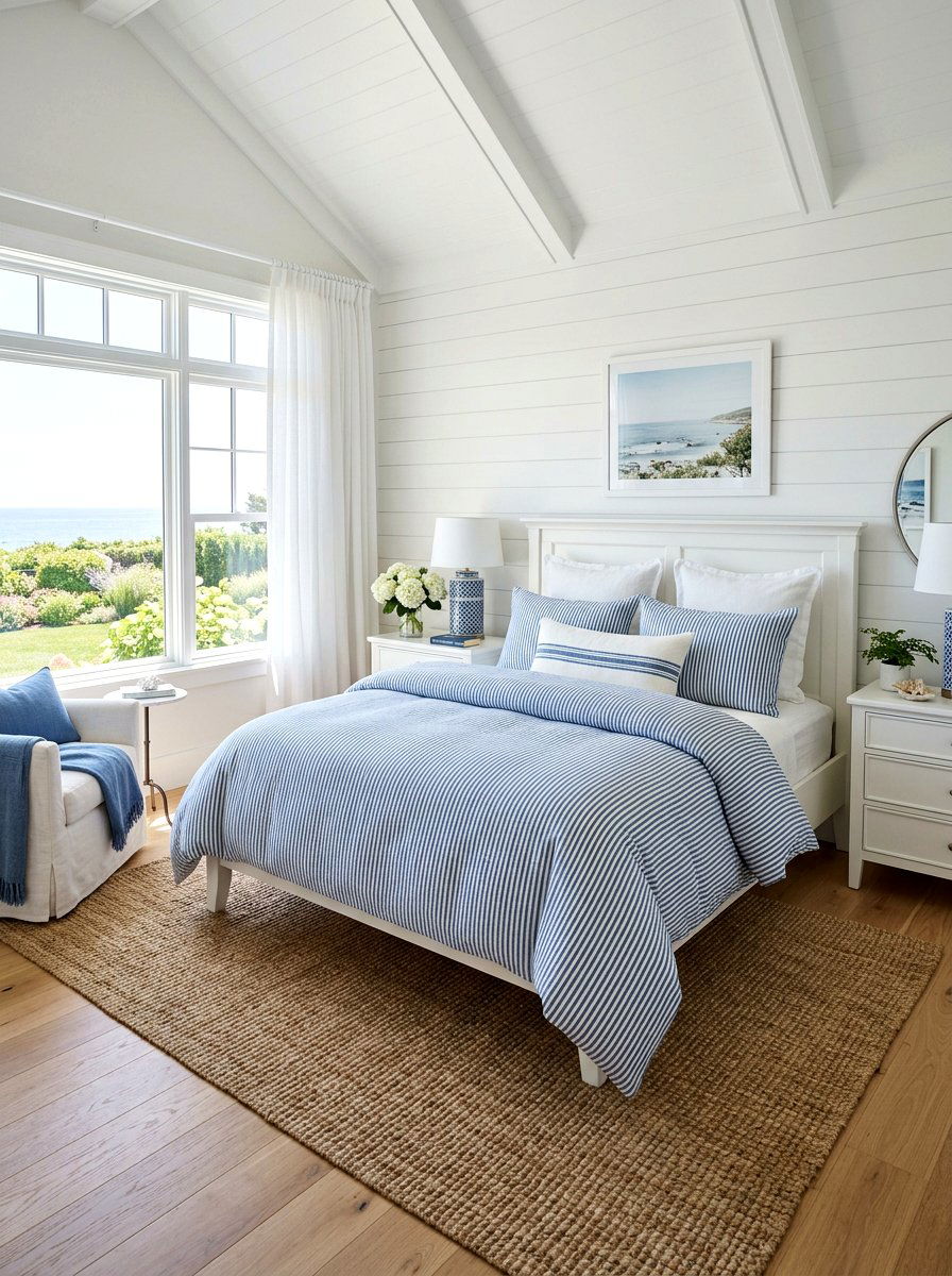 Striped linen duvet - 30 pillowy bed styling ideas