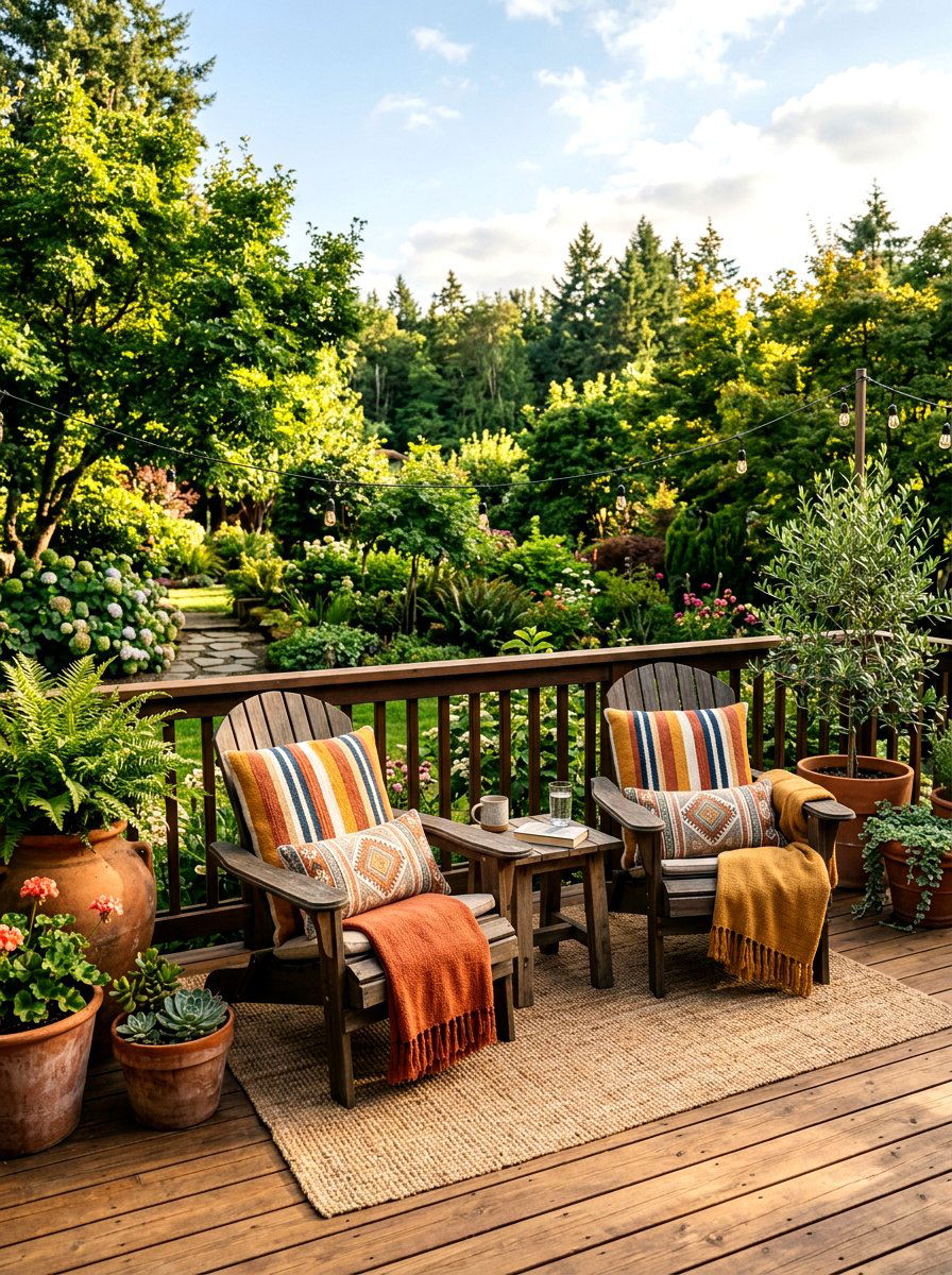 Striped outdoor cushion - 30 boho patio cushion ideas