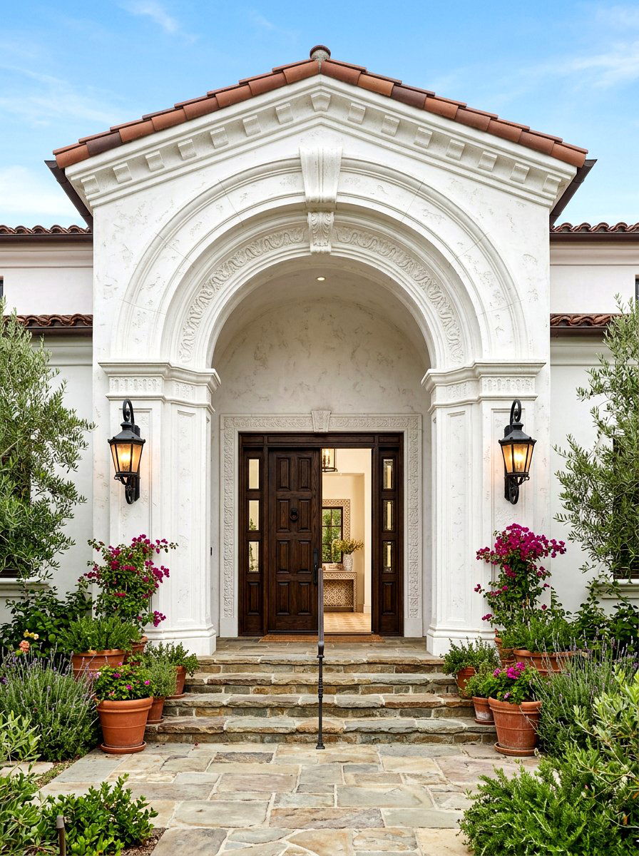 Stucco Archway Entry Portico - 30 stucco house exterior ideas