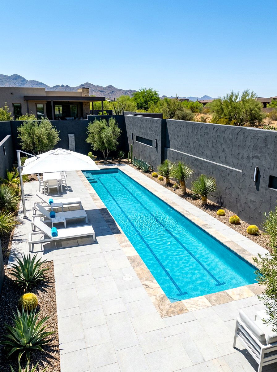 Stucco Privacy Fence - 30 pool privacy ideas