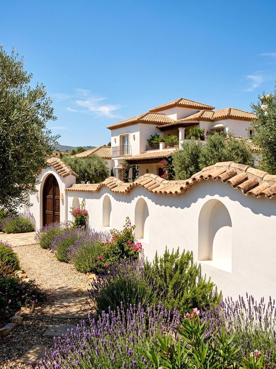 Stucco Wall Fence - 30 front yard fence ideas