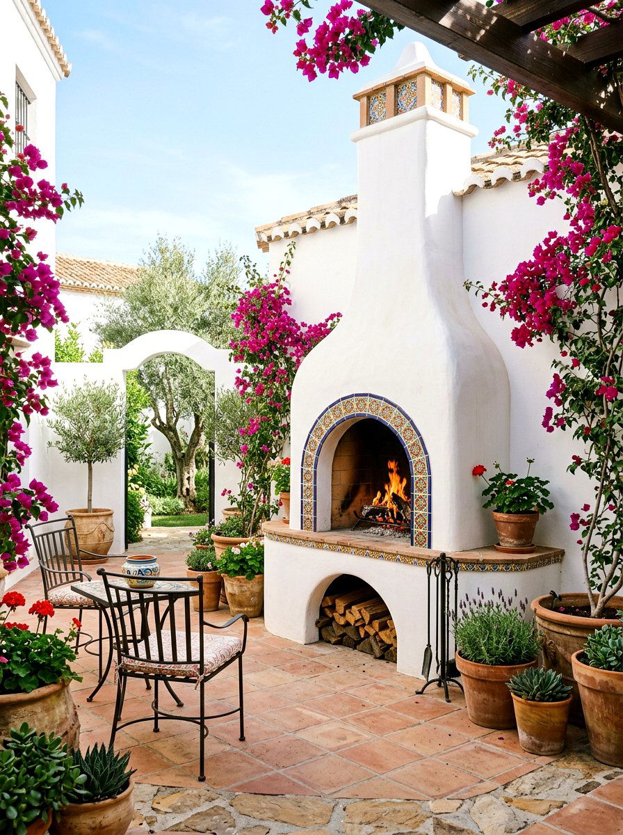 Stucco outdoor fireplace - 30 outdoor fireplace ideas