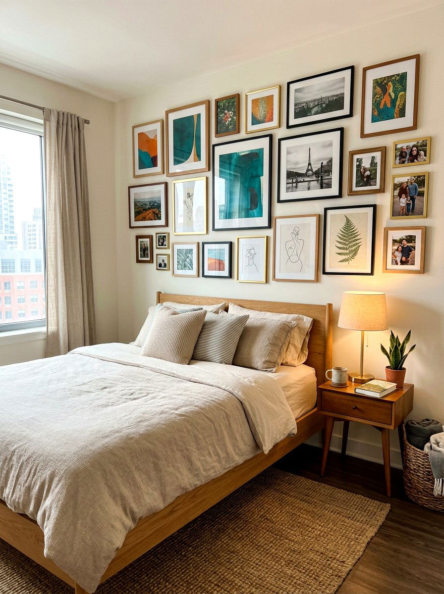 Studio Apartment Gallery Wall - 30 alcove studio apartment ideas