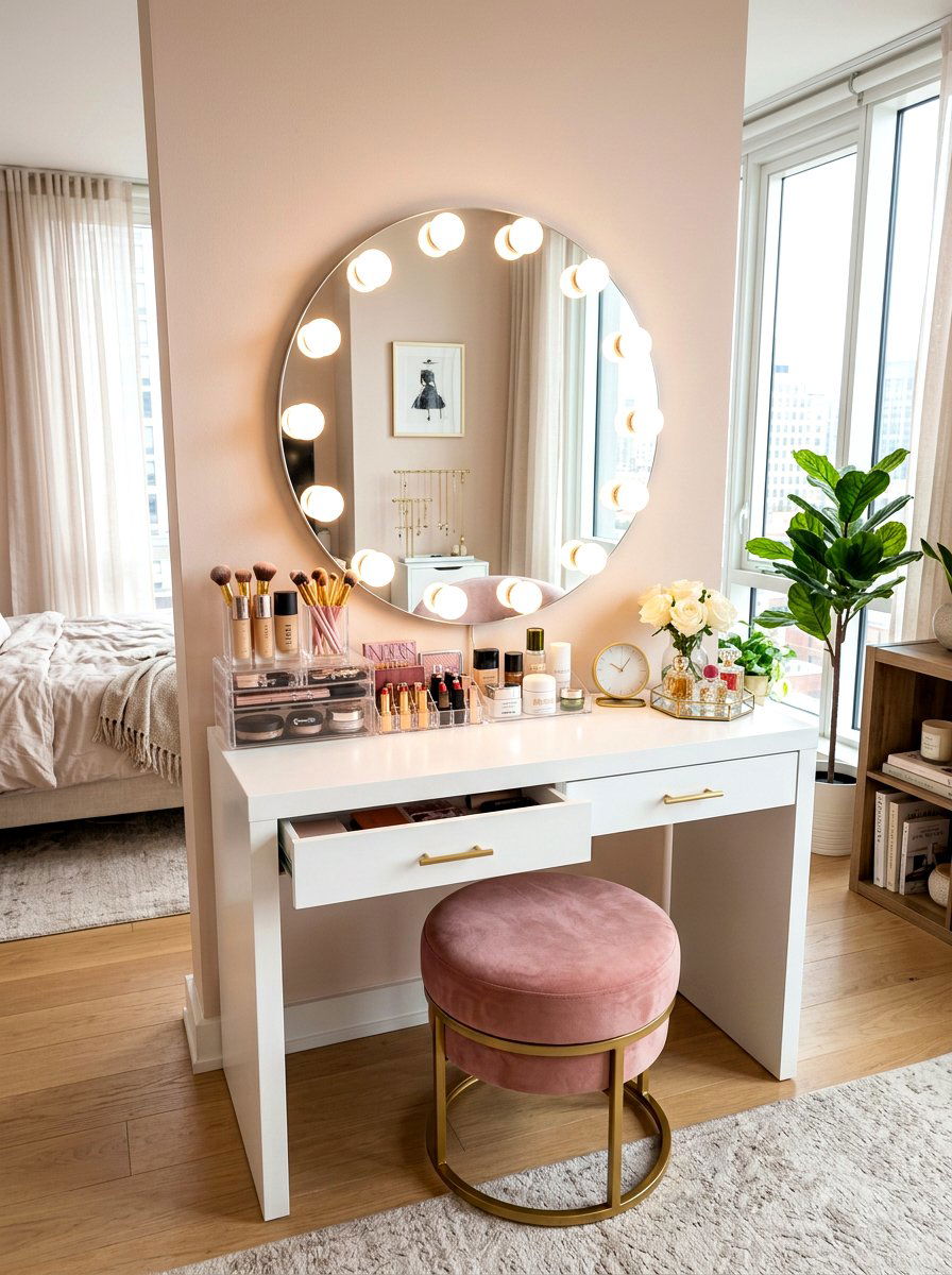 Studio Apartment Vanity Area - 30 alcove studio apartment ideas