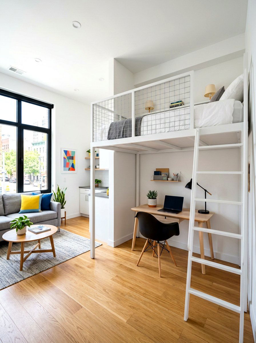 Studio Apartment With Lofted Bed - 30 micro living ideas