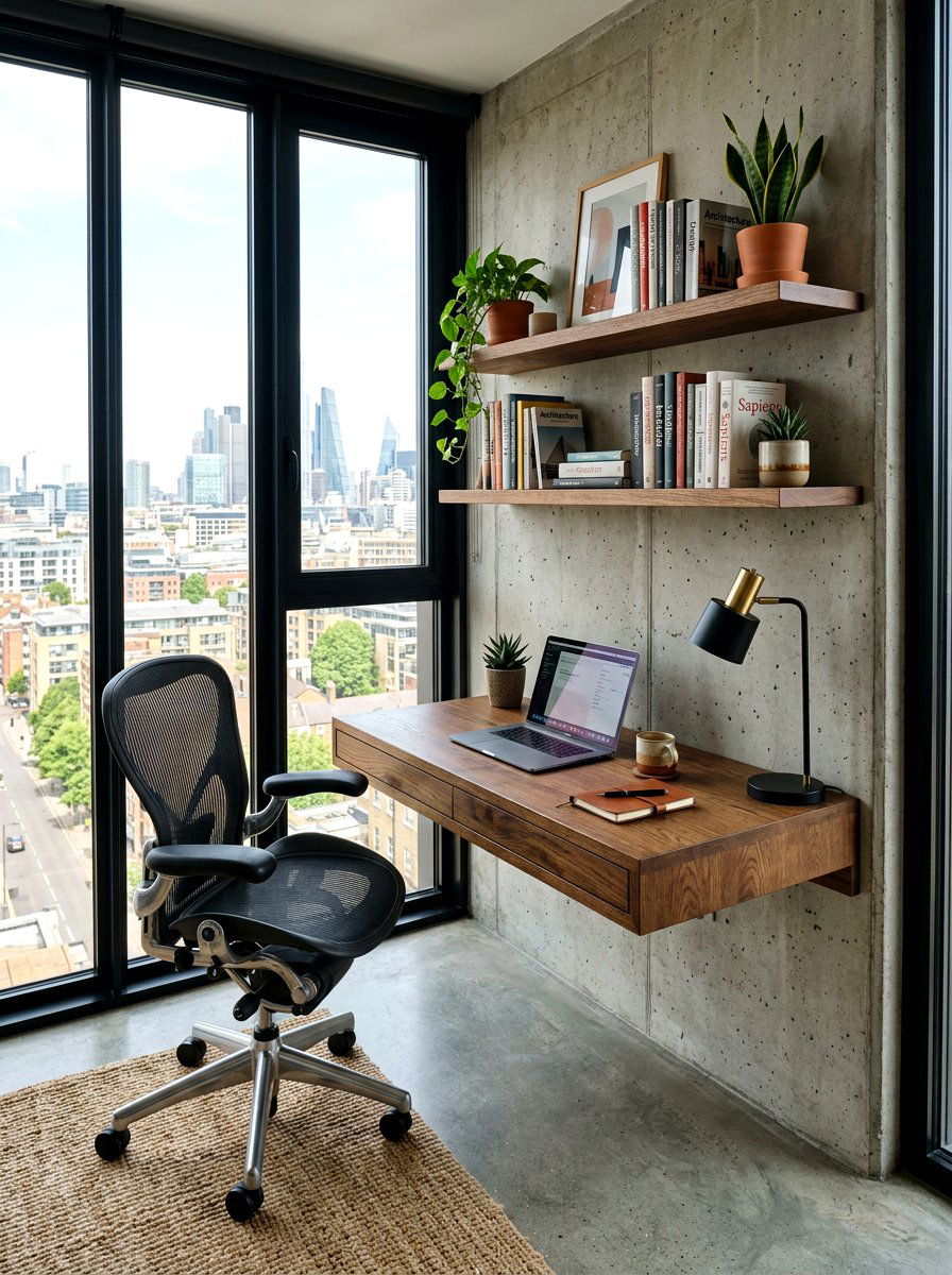 Studio Corner With Floating Desk - 30 micro living ideas
