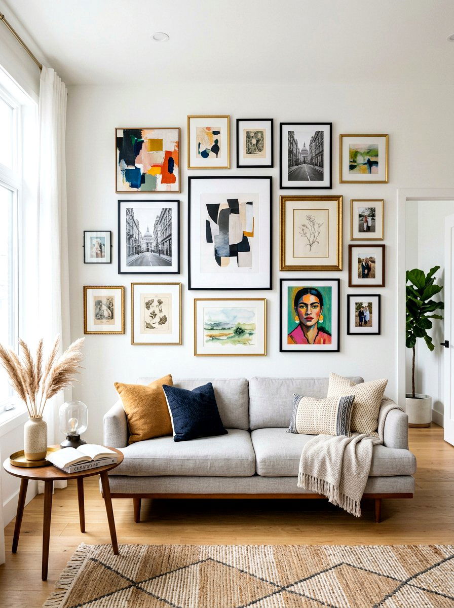 Studio Gallery Wall - 30 studio apartment ideas