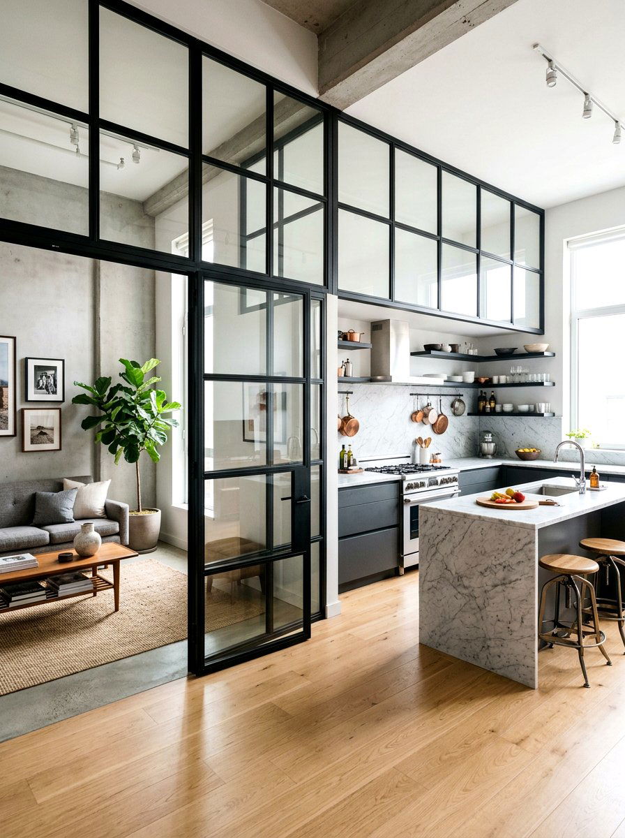 Studio Kitchen Glass Partition - 30 studio kitchen ideas