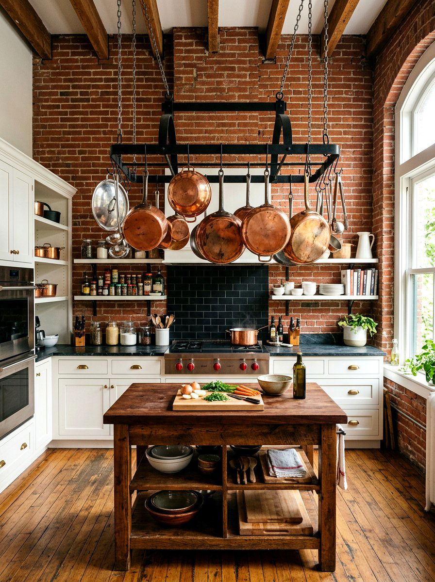 Studio Kitchen Hanging Pot Rack - 30 studio kitchen ideas