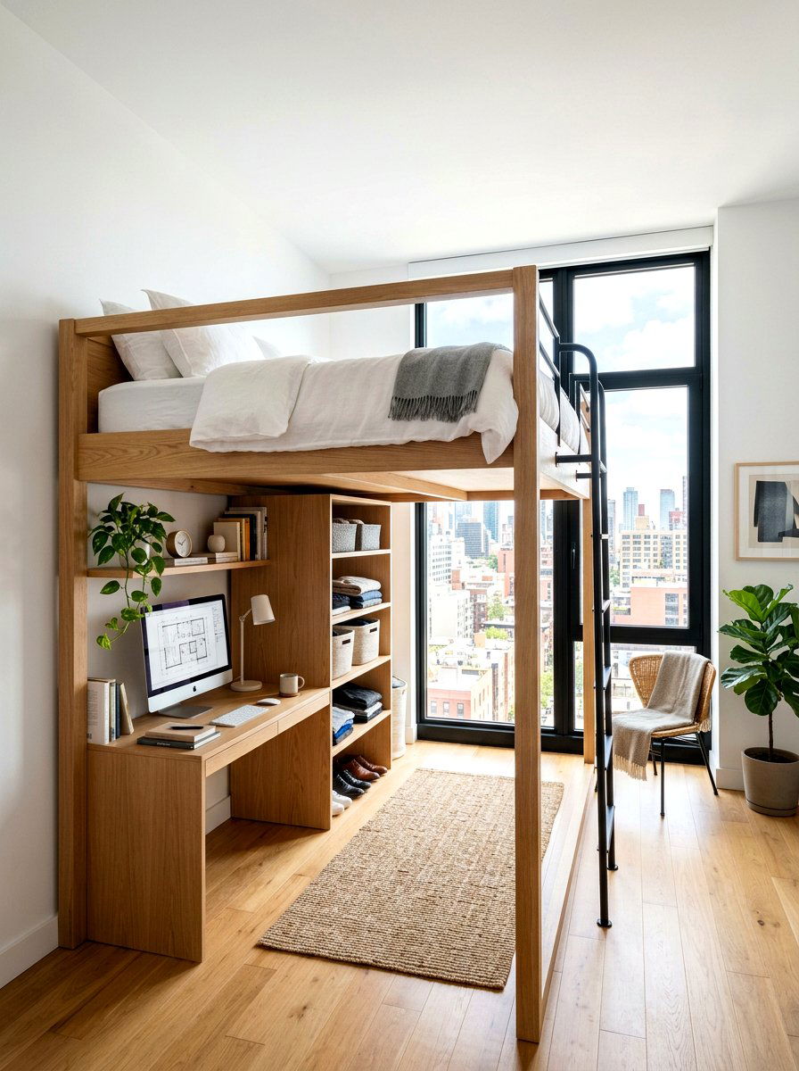 Studio Loft Bed - 30 studio sleeping nook ideas