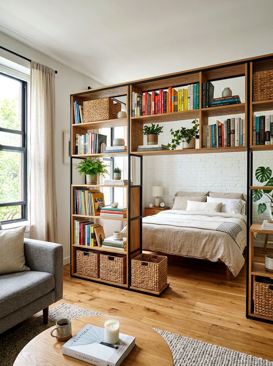 Studio Room Divider - 30 real bookshelf decor ideas