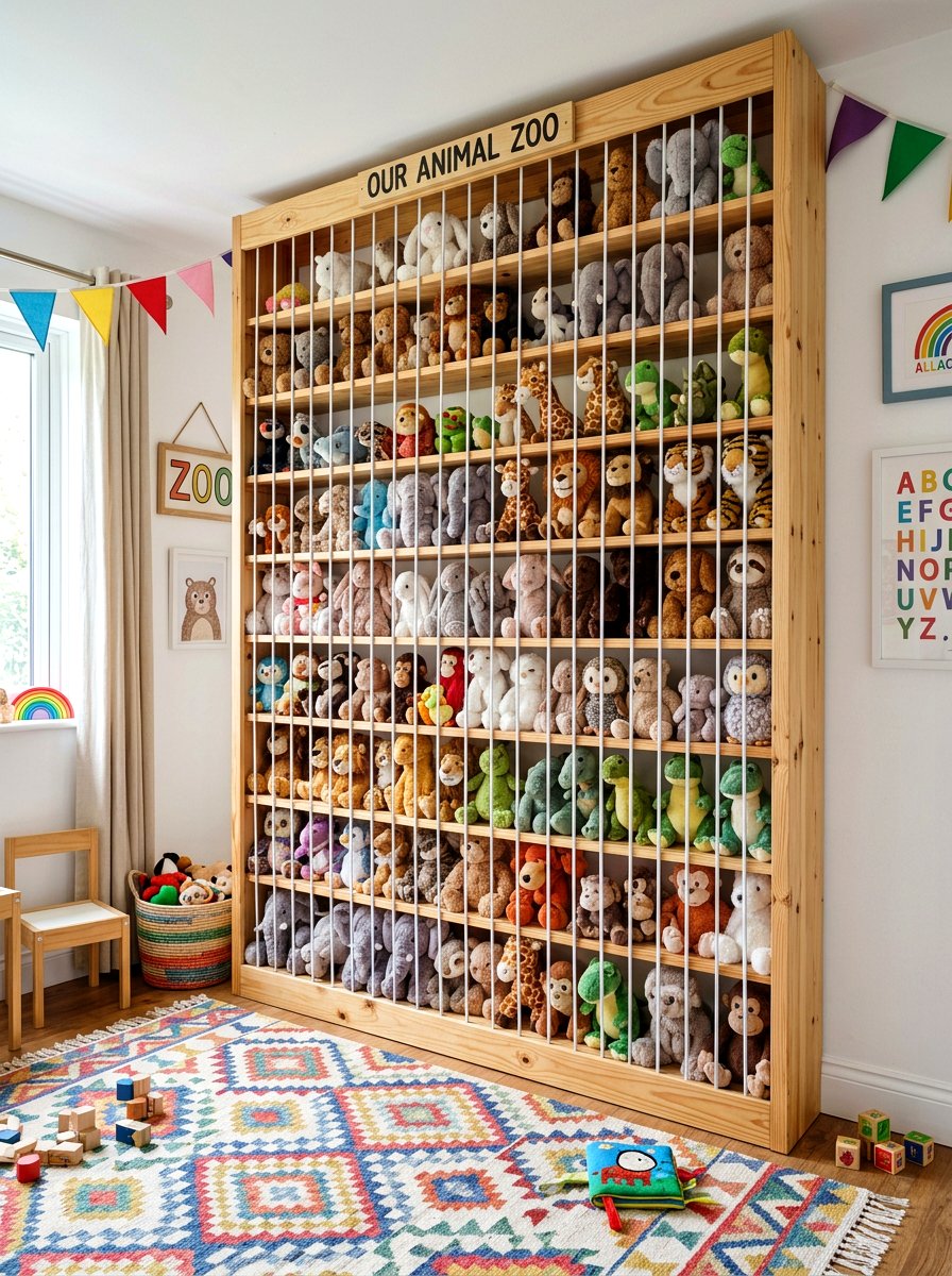 Stuffed Animal Zoo - 30 toy library playroom ideas