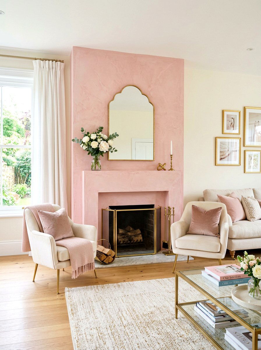 Subtle Pink Plaster Fireplace - 30 plaster fireplace ideas