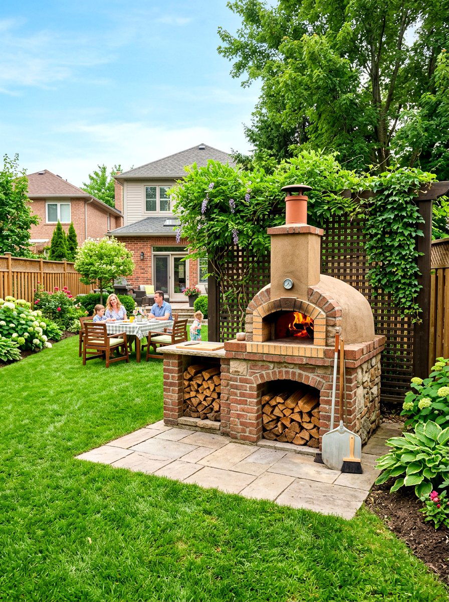 Suburban Backyard Pizza Oven - 30 pizza oven patio design ideas