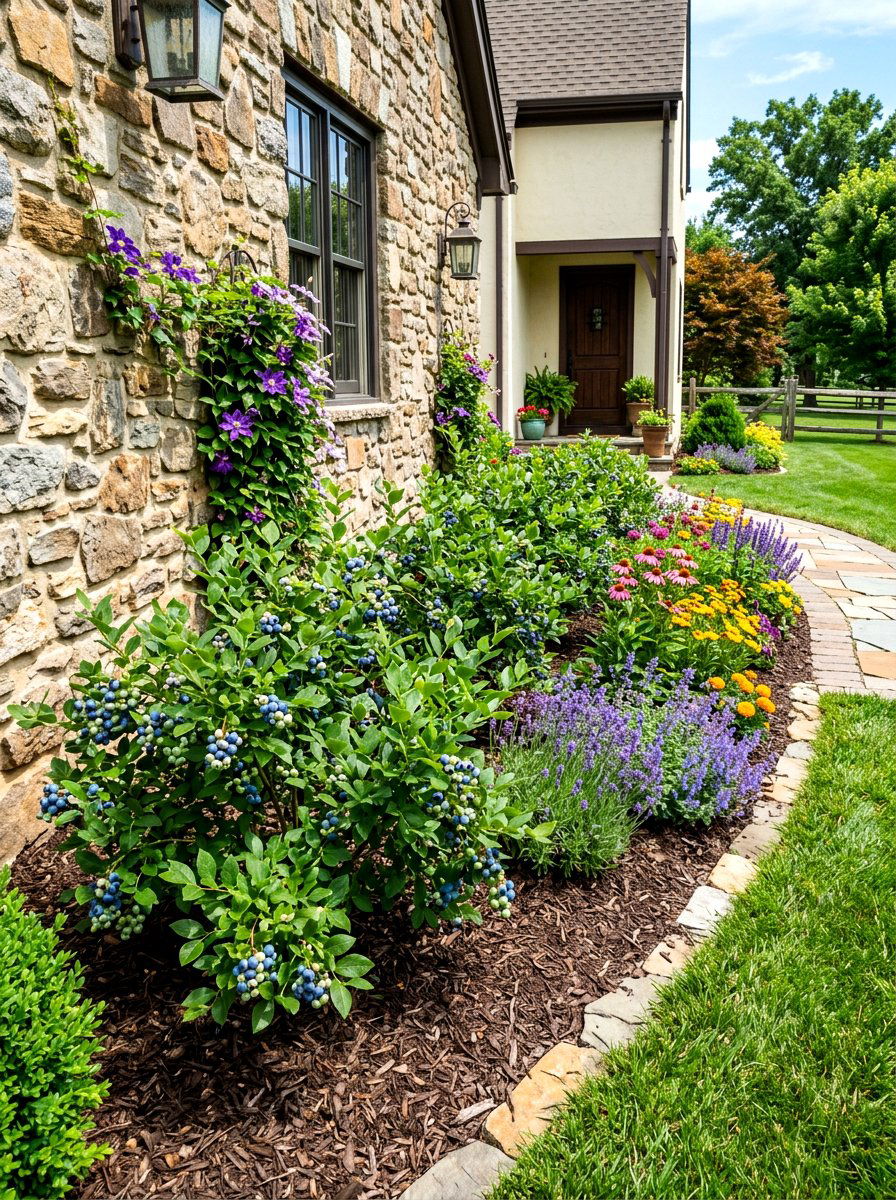 Suburban Edible Landscaping Berry Border - 30 berry patch layout ideas