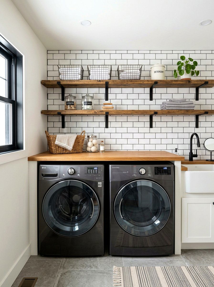 Subway Tile Backsplash Laundry Room - 30 side by side laundry ideas