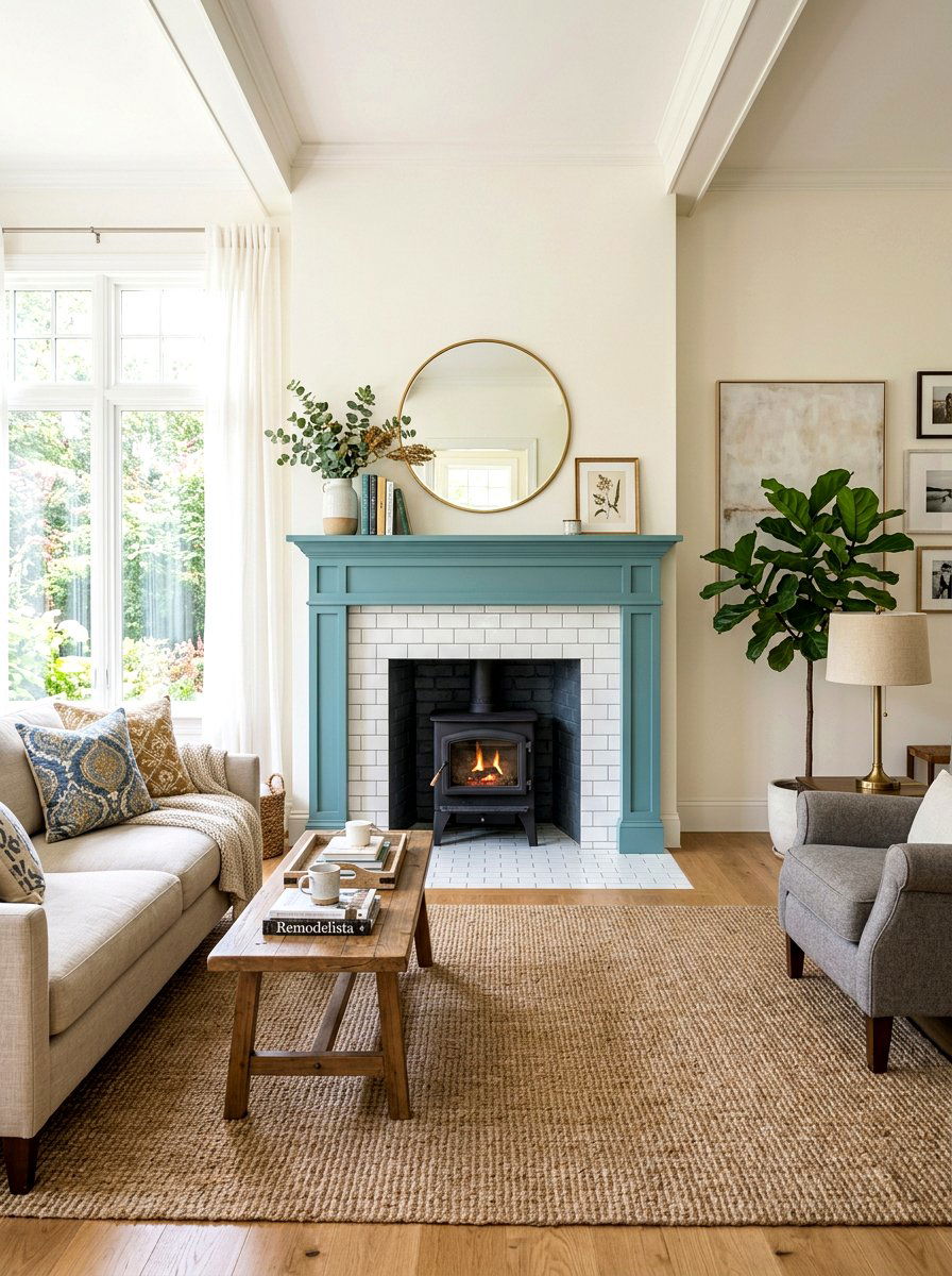 Subway Tile Hearth - 30 fireplace hearth ideas