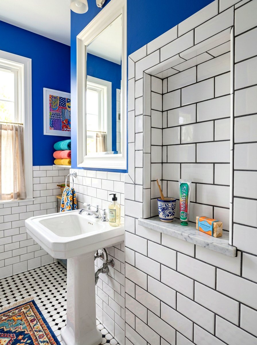 Subway tile recessed niche - 30 recessed medicine niche ideas