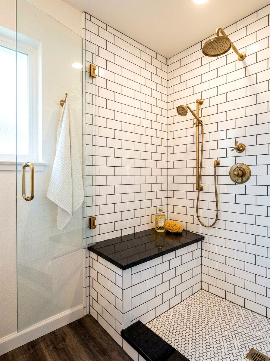 Subway tile shower bench - 30 shower bench ideas