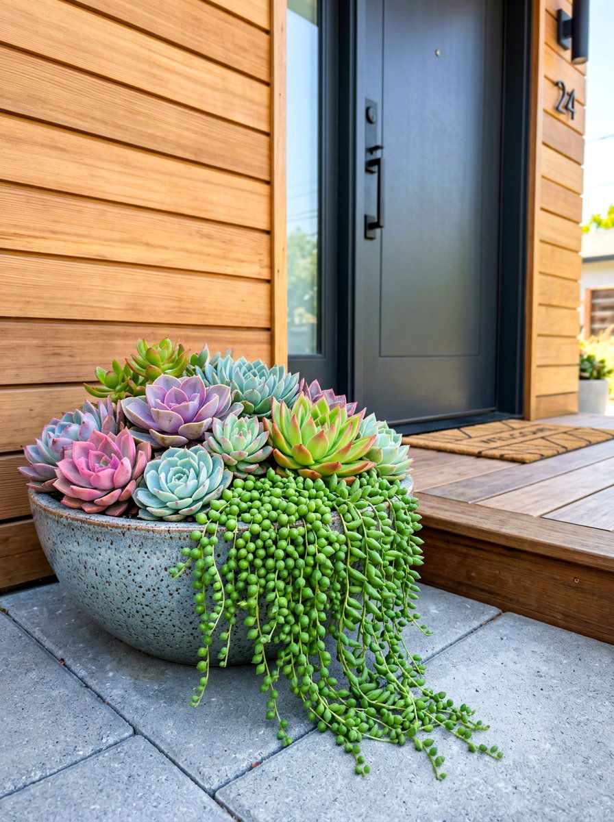 Succulent Arrangement Front Door Planter - 30 front door planter ideas
