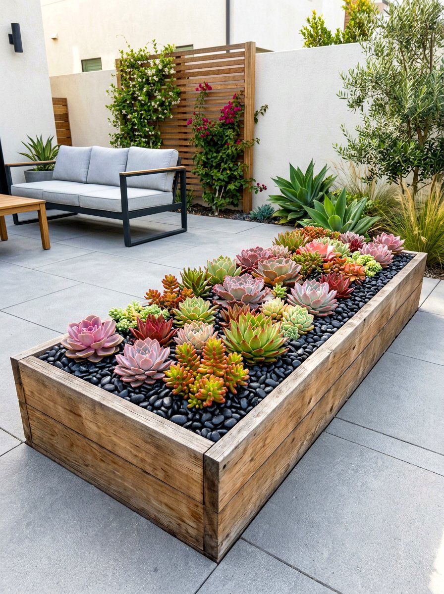 Succulent Bed - 30 pebble garden ideas
